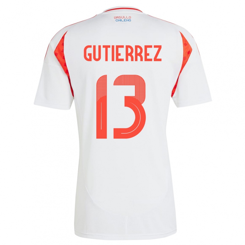 Kandiny Kinder Chile Daniel Gutiérrez #13 Weiß Auswärtstrikot Trikot 24-26 T-Shirt