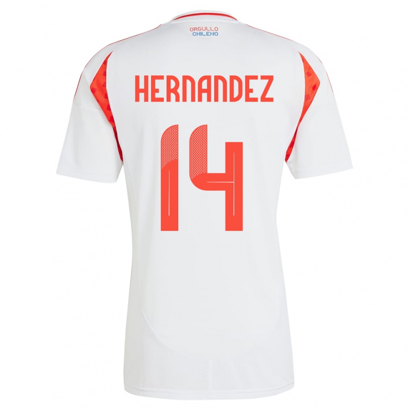 Kandiny Kinder Chile Leandro Hernández #14 Weiß Auswärtstrikot Trikot 24-26 T-Shirt