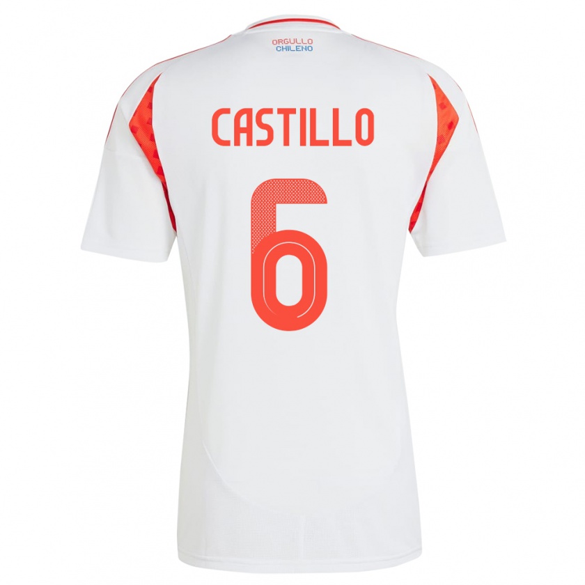 Kandiny Kinder Chile Cristóbal Castillo #6 Weiß Auswärtstrikot Trikot 24-26 T-Shirt