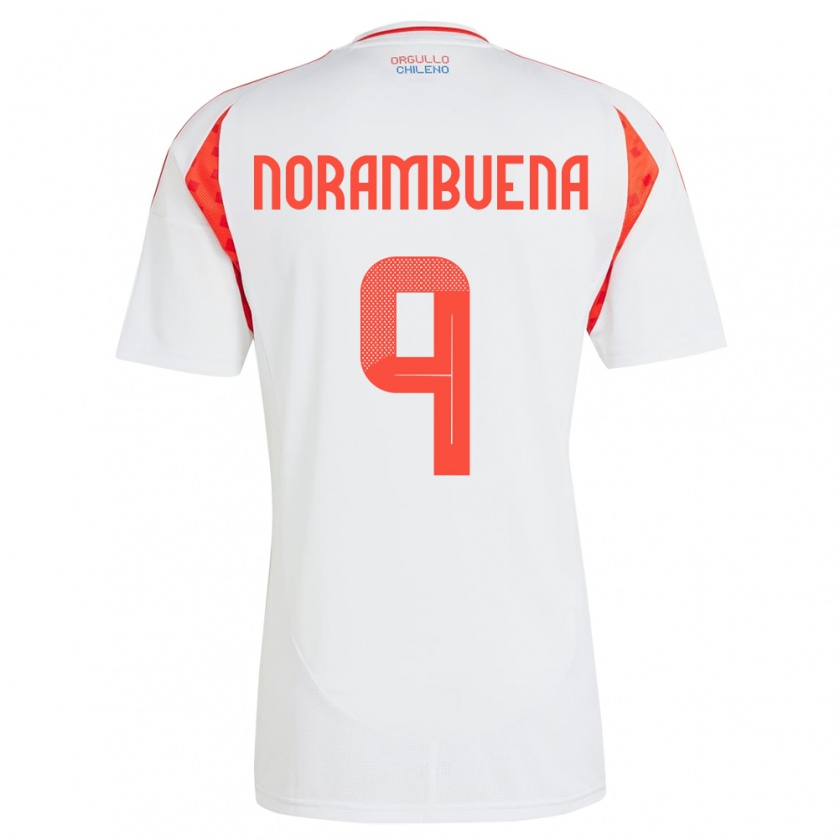 Kandiny Kinder Chile Gabriel Norambuena #9 Weiß Auswärtstrikot Trikot 24-26 T-Shirt