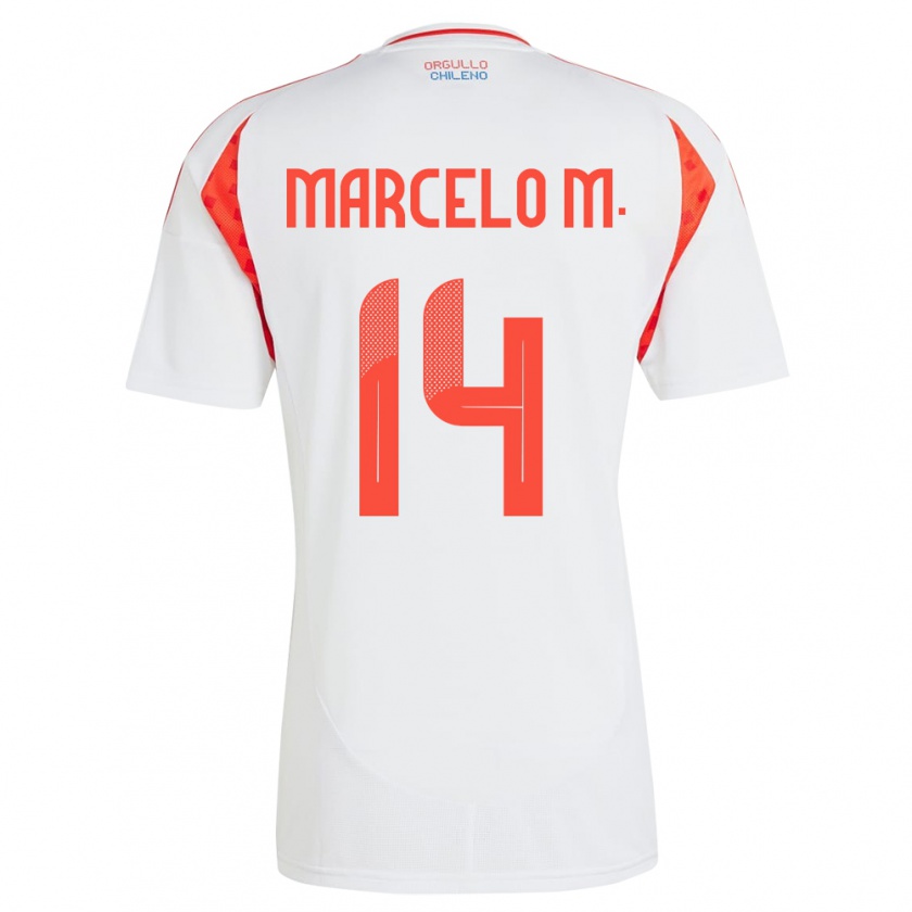 Kandiny Kinder Chile Marcelo Morales #14 Weiß Auswärtstrikot Trikot 24-26 T-Shirt