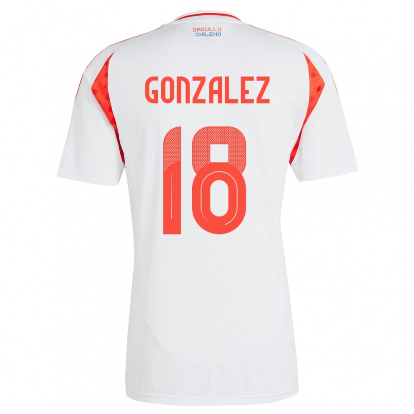 Kandiny Kinder Chile Bryan González #18 Weiß Auswärtstrikot Trikot 24-26 T-Shirt