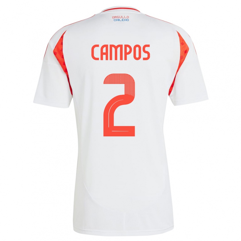 Kandiny Kinder Chile Víctor Campos #2 Weiß Auswärtstrikot Trikot 24-26 T-Shirt