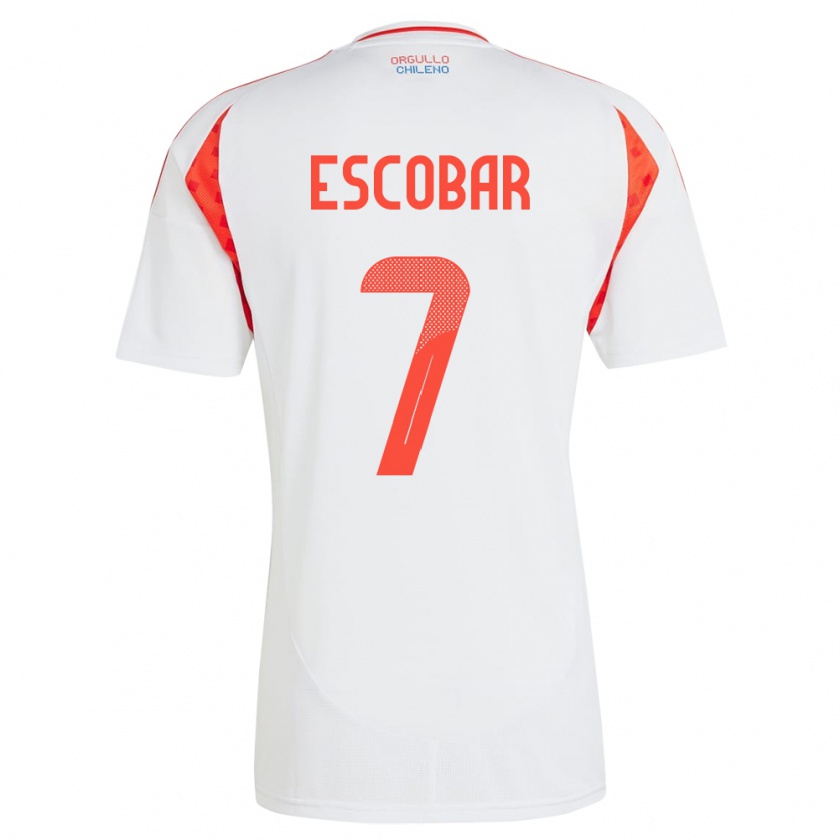 Kandiny Kinder Chile Bastián Escobar #7 Weiß Auswärtstrikot Trikot 24-26 T-Shirt