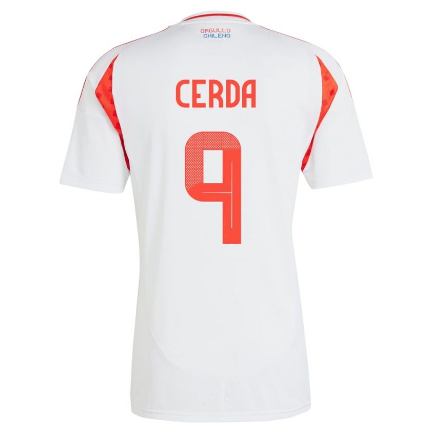 Kandiny Kinder Chile Axel Cerda #9 Weiß Auswärtstrikot Trikot 24-26 T-Shirt