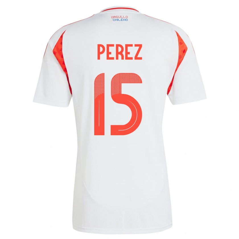 Kandiny Kinder Chile Ignacio Pérez #15 Weiß Auswärtstrikot Trikot 24-26 T-Shirt