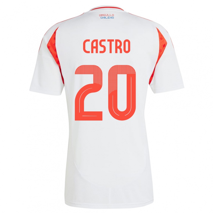 Kandiny Kinder Chile Benjamín Castro #20 Weiß Auswärtstrikot Trikot 24-26 T-Shirt