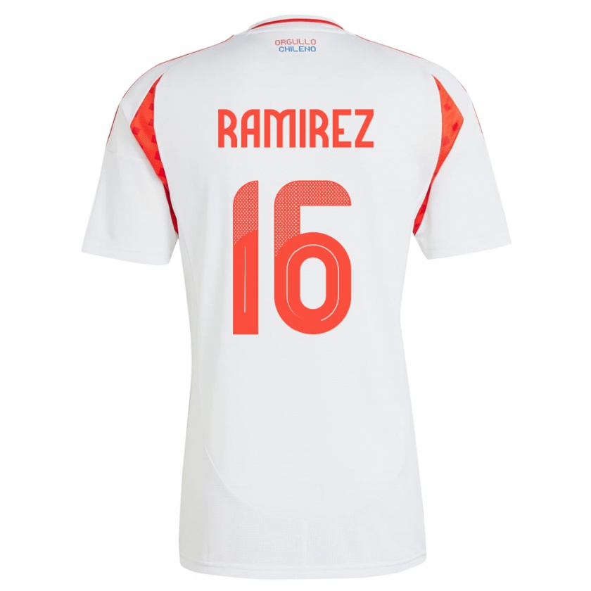 Kandiny Kinder Chile Vicente Ramírez #16 Weiß Auswärtstrikot Trikot 24-26 T-Shirt