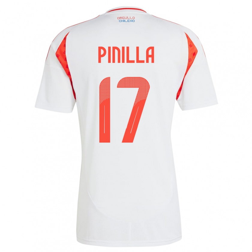 Kandiny Kinder Chile Fernanda Pinilla #17 Weiß Auswärtstrikot Trikot 24-26 T-Shirt