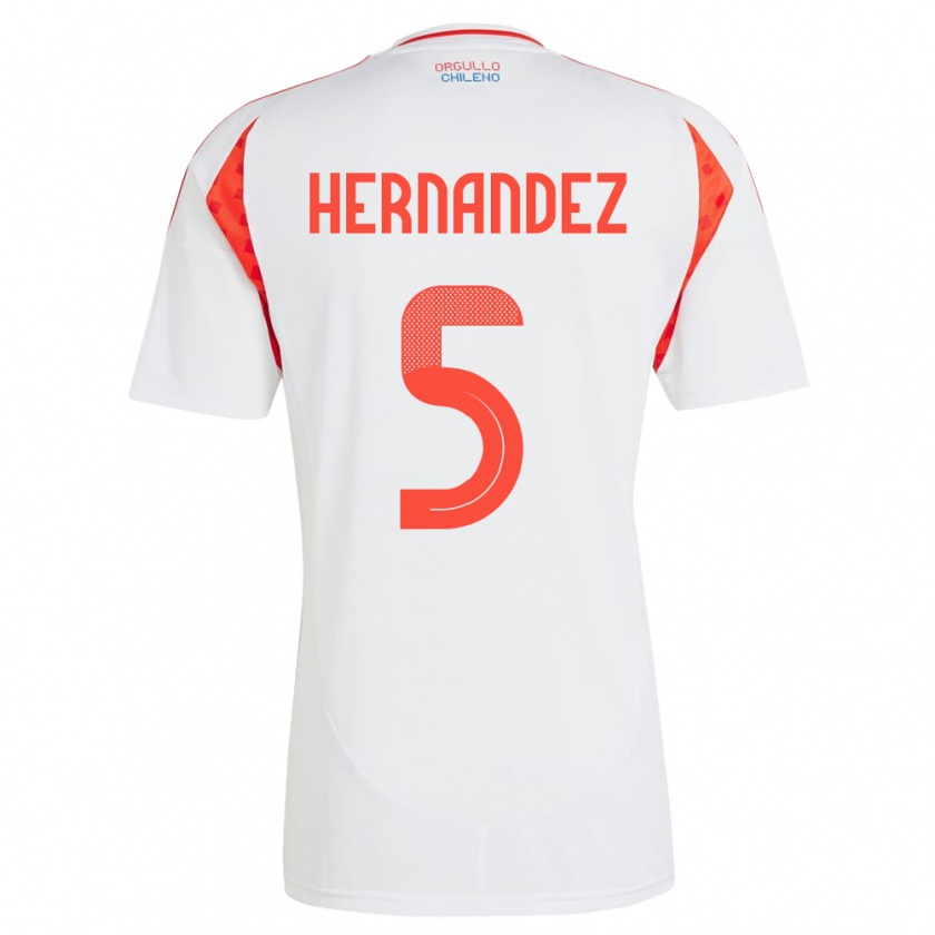 Kandiny Kinder Chile Monserrat Hernández #5 Weiß Auswärtstrikot Trikot 24-26 T-Shirt