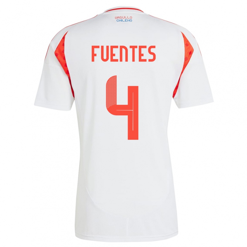 Kandiny Kinder Chile Karen Fuentes #4 Weiß Auswärtstrikot Trikot 24-26 T-Shirt