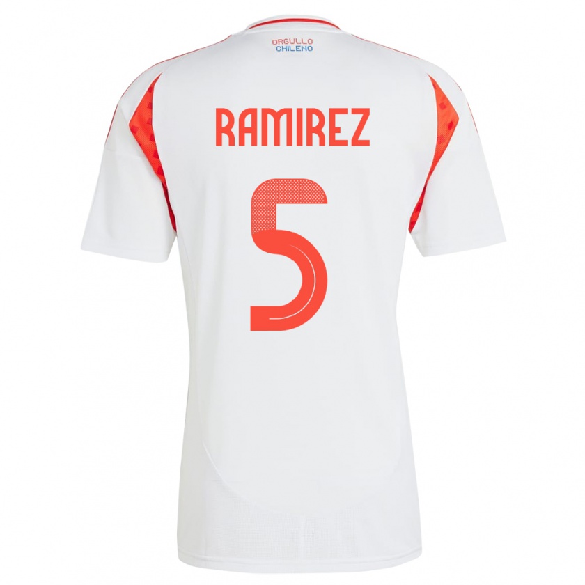 Kandiny Kinder Chile Fernanda Ramírez #5 Weiß Auswärtstrikot Trikot 24-26 T-Shirt