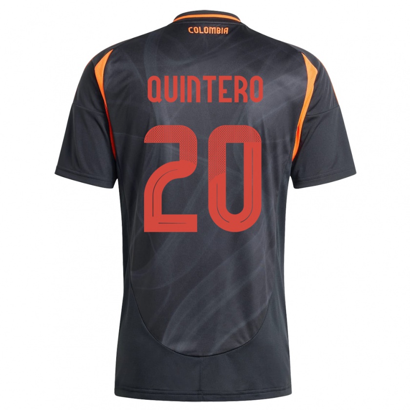 Kandiny Kinder Kolumbien Juan Fernando Quintero #20 Schwarz Auswärtstrikot Trikot 24-26 T-Shirt