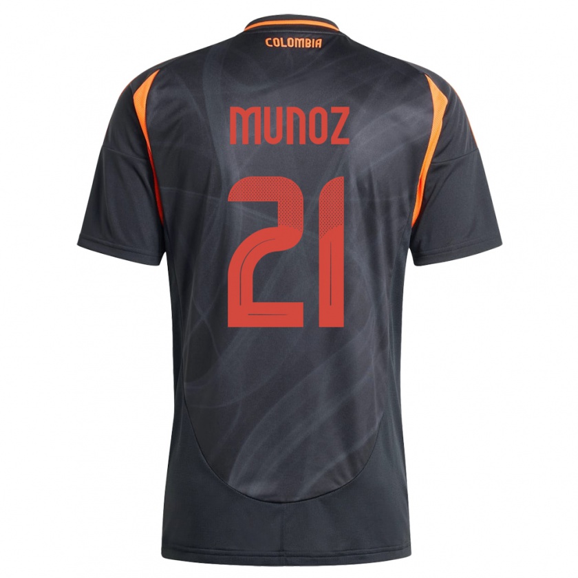 Kandiny Kinder Kolumbien Daniel Muñoz #21 Schwarz Auswärtstrikot Trikot 24-26 T-Shirt