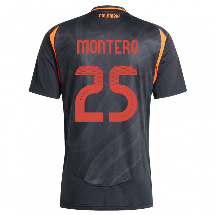 Kandiny Kinder Kolumbien Álvaro Montero #25 Schwarz Auswärtstrikot Trikot 24-26 T-Shirt