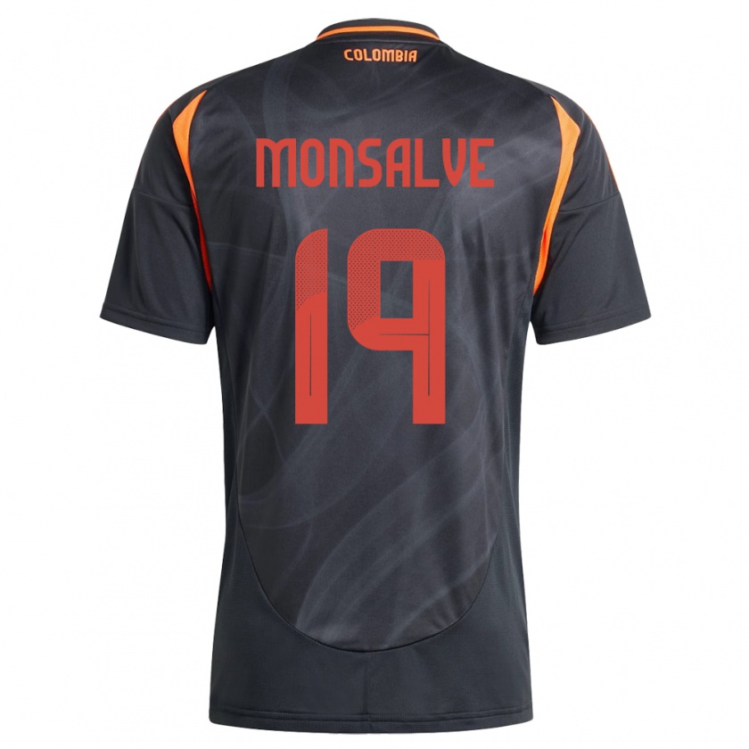 Kandiny Kinder Kolumbien Miguel Monsalve #19 Schwarz Auswärtstrikot Trikot 24-26 T-Shirt