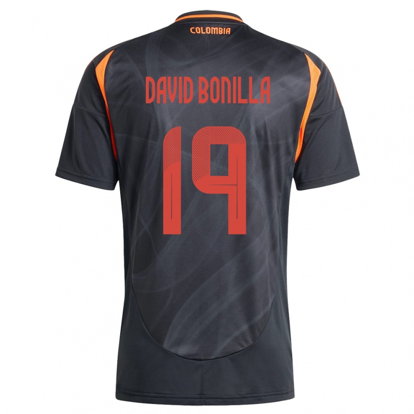 Kandiny Kinder Kolumbien Juan David Bonilla #19 Schwarz Auswärtstrikot Trikot 24-26 T-Shirt