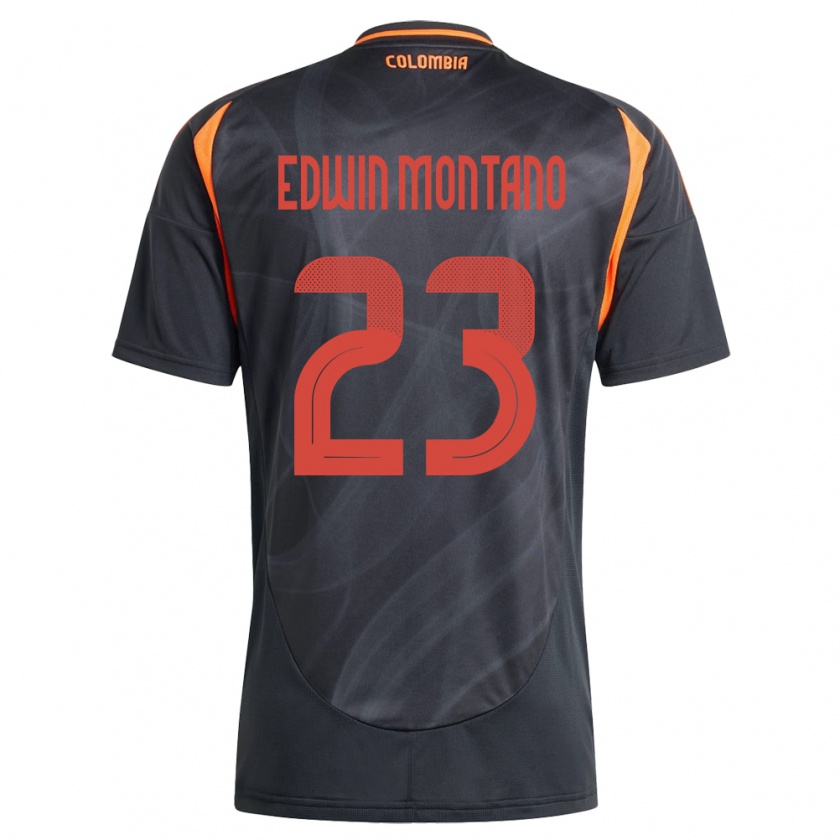 Kandiny Kinder Kolumbien John Edwin Montaño #23 Schwarz Auswärtstrikot Trikot 24-26 T-Shirt