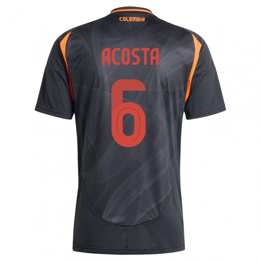 Kandiny Kinder Kolumbien Viviana Acosta #6 Schwarz Auswärtstrikot Trikot 24-26 T-Shirt