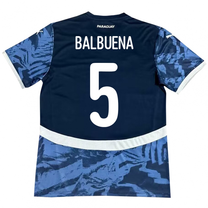 Kandiny Kinder Paraguay Fabián Balbuena #5 Blau Auswärtstrikot Trikot 24-26 T-Shirt