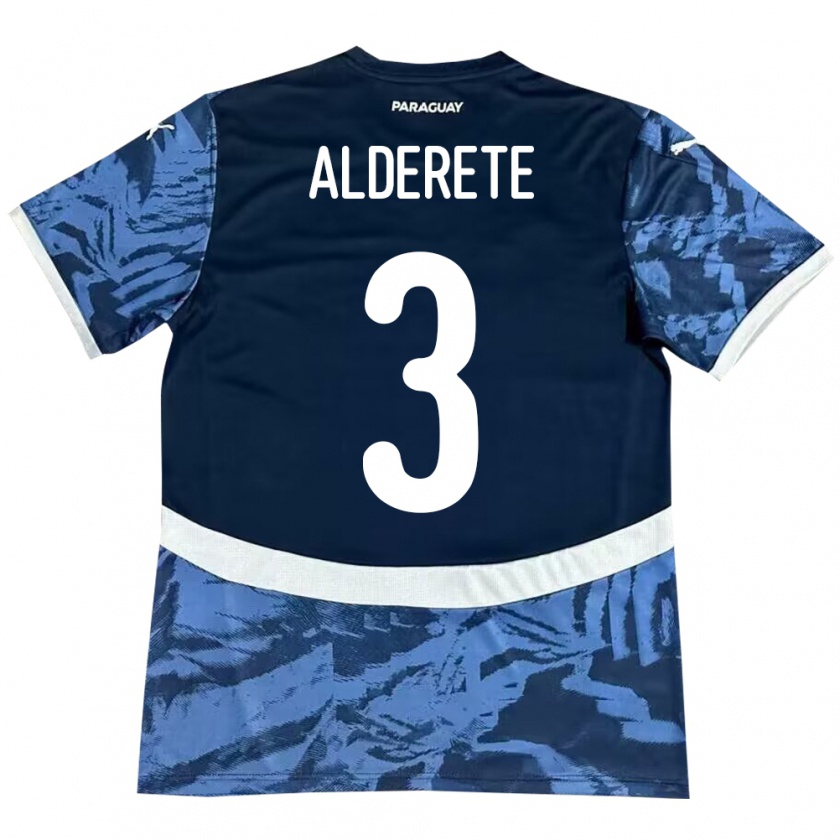 Kandiny Kinder Paraguay Omar Alderete #3 Blau Auswärtstrikot Trikot 24-26 T-Shirt