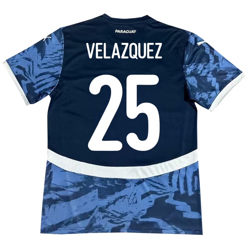 Kandiny Kinder Paraguay Gustavo Velázquez #25 Blau Auswärtstrikot Trikot 24-26 T-Shirt