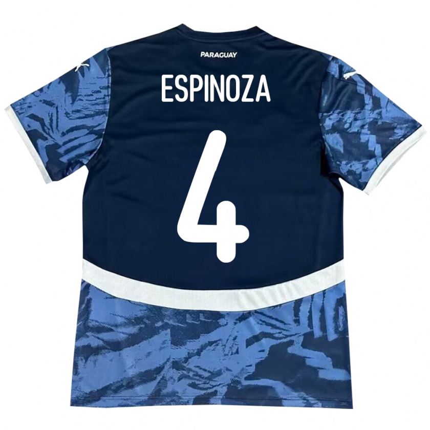 Kandiny Kinder Paraguay Matías Espinoza #4 Blau Auswärtstrikot Trikot 24-26 T-Shirt