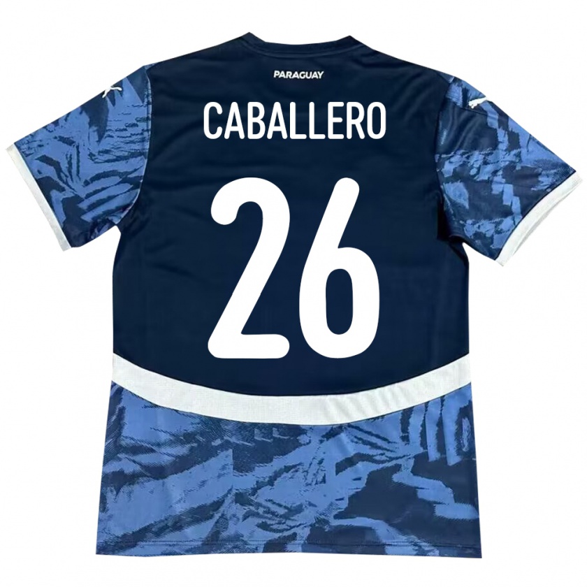 Kandiny Kinder Paraguay Hernesto Caballero #26 Blau Auswärtstrikot Trikot 24-26 T-Shirt