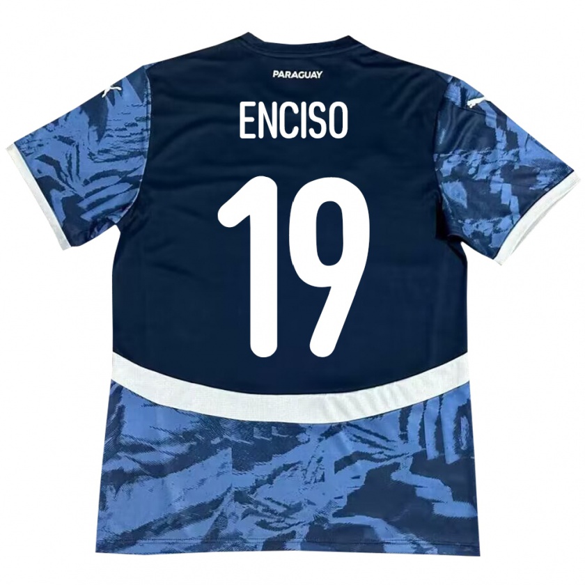 Kandiny Kinder Paraguay Julio Enciso #19 Blau Auswärtstrikot Trikot 24-26 T-Shirt