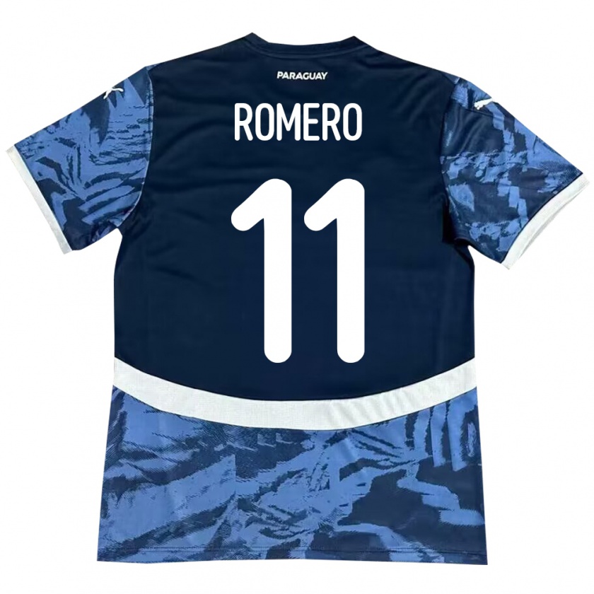 Kandiny Kinder Paraguay Ángel Romero #11 Blau Auswärtstrikot Trikot 24-26 T-Shirt