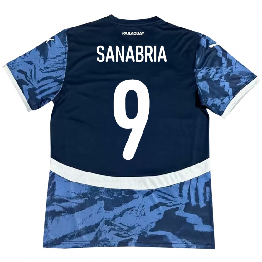 Kandiny Kinder Paraguay Antonio Sanabria #9 Blau Auswärtstrikot Trikot 24-26 T-Shirt