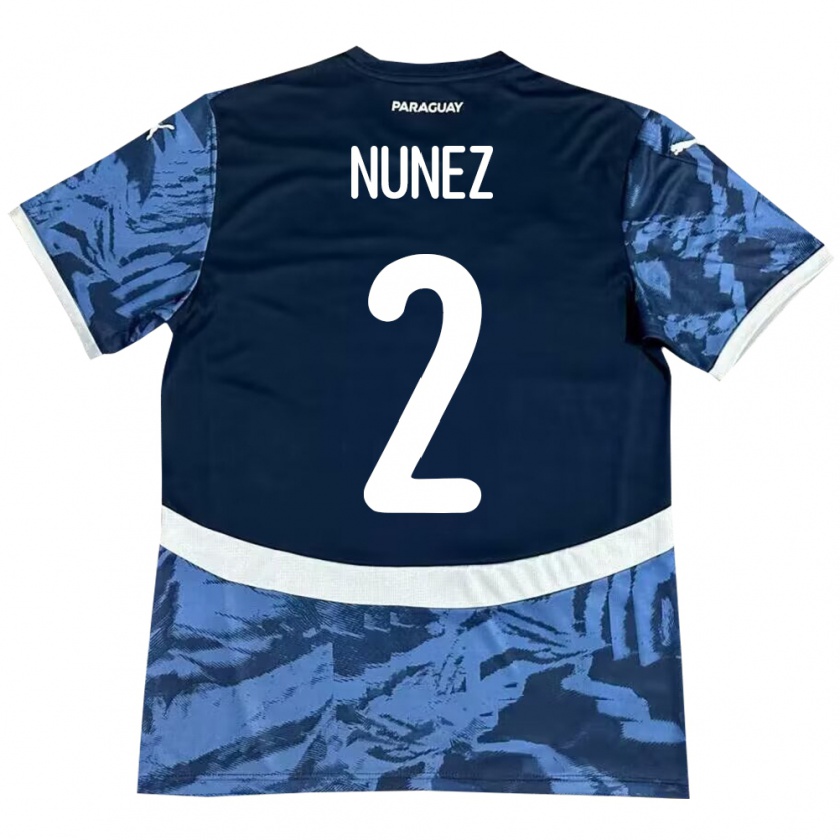 Kandiny Kinder Paraguay Alan Núñez #2 Blau Auswärtstrikot Trikot 24-26 T-Shirt