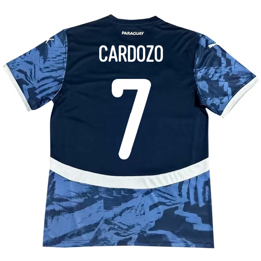 Kandiny Kinder Paraguay Fernando Cardozo #7 Blau Auswärtstrikot Trikot 24-26 T-Shirt