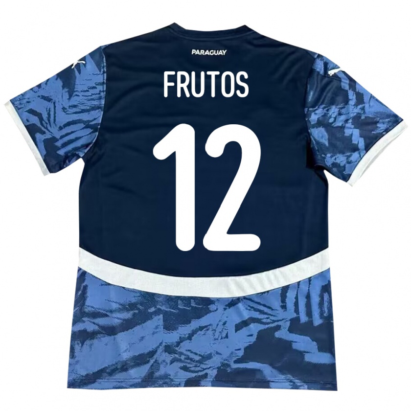 Kandiny Kinder Paraguay Rodrigo Frutos #12 Blau Auswärtstrikot Trikot 24-26 T-Shirt