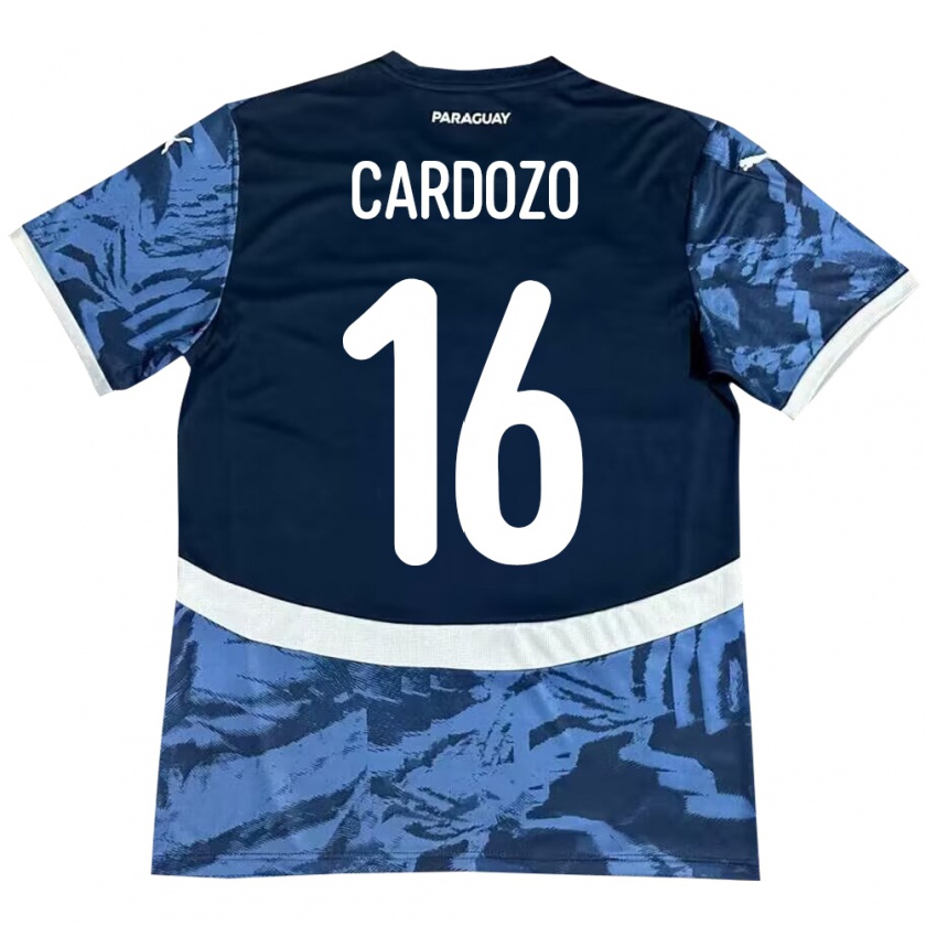 Kandiny Kinder Paraguay Juan Cardozo #16 Blau Auswärtstrikot Trikot 24-26 T-Shirt