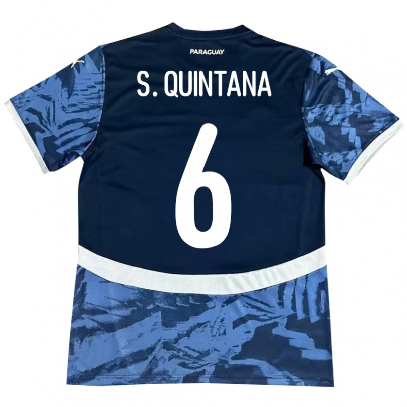 Kandiny Kinder Paraguay Sebastián Quintana #6 Blau Auswärtstrikot Trikot 24-26 T-Shirt