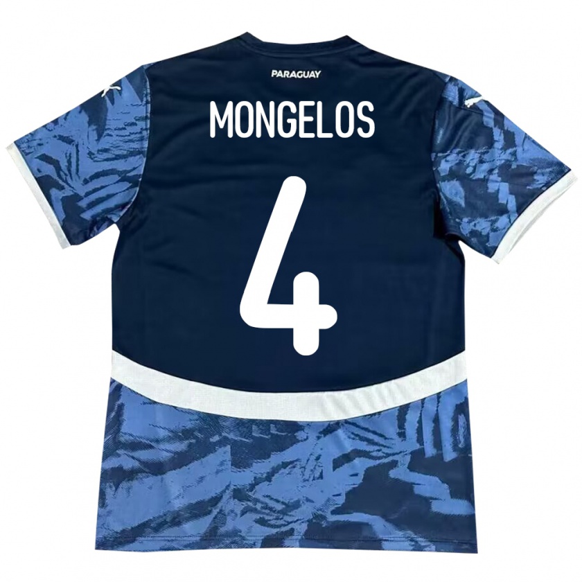 Kandiny Kinder Paraguay Rolando Mongelós #4 Blau Auswärtstrikot Trikot 24-26 T-Shirt