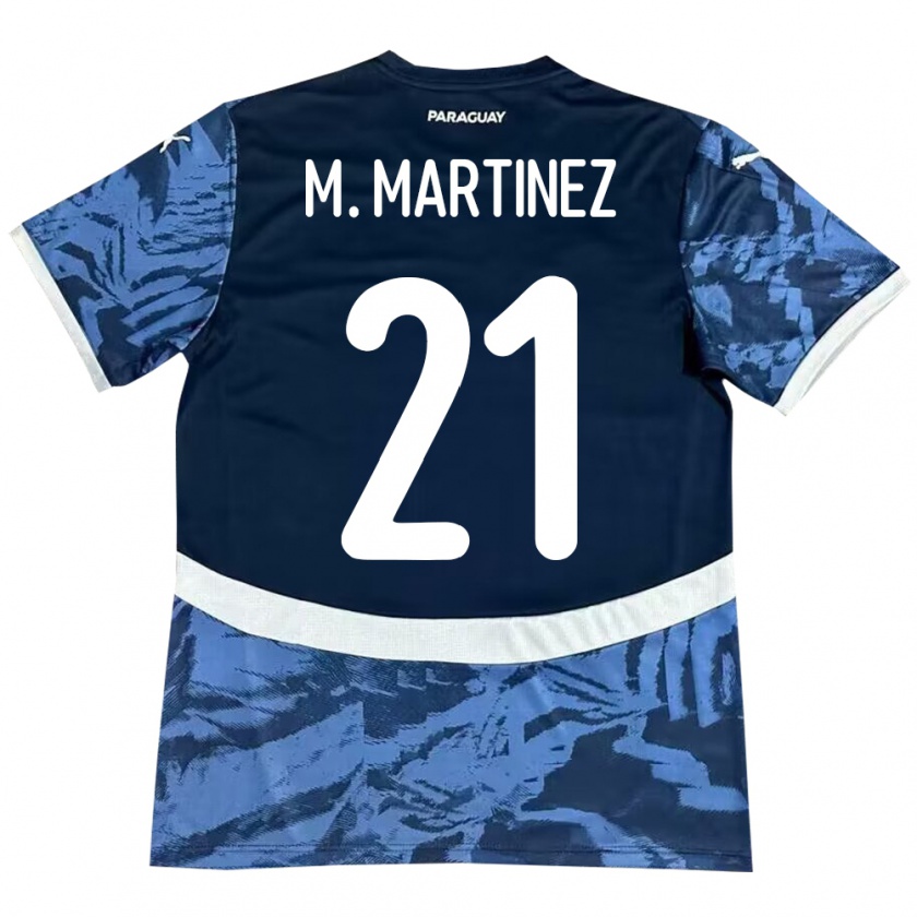 Kandiny Kinder Paraguay María Martínez #21 Blau Auswärtstrikot Trikot 24-26 T-Shirt