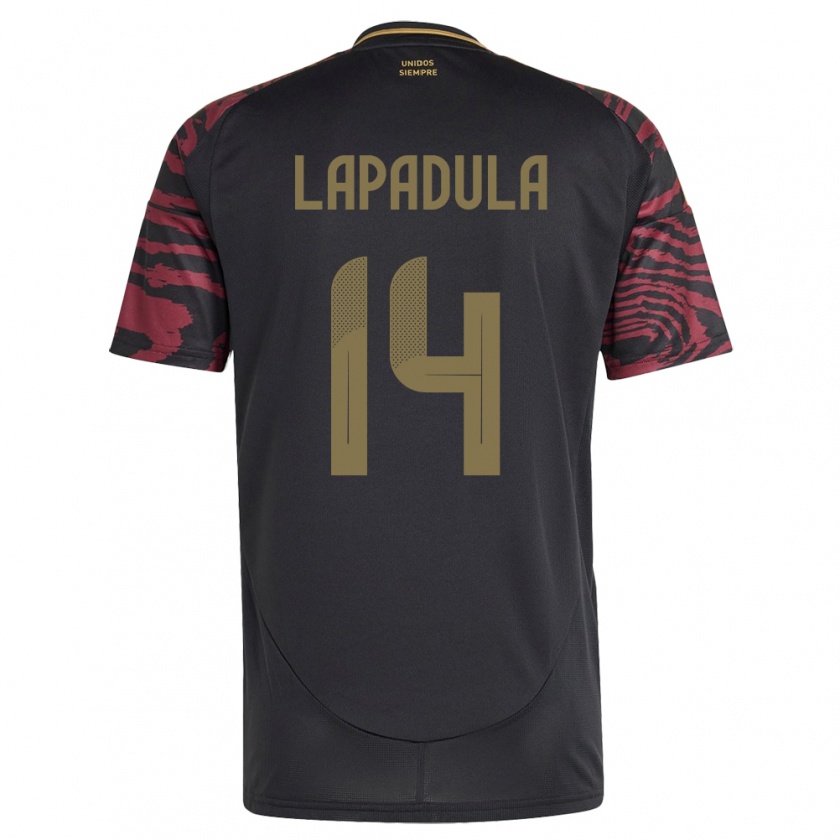 Kandiny Kinder Peru Gianluca Lapadula #14 Schwarz Auswärtstrikot Trikot 24-26 T-Shirt