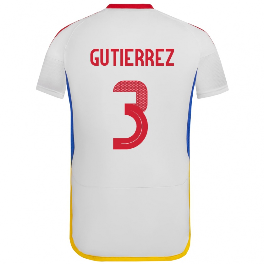 Kandiny Kinder Venezuela Nairelis Gutiérrez #3 Weiß Auswärtstrikot Trikot 24-26 T-Shirt