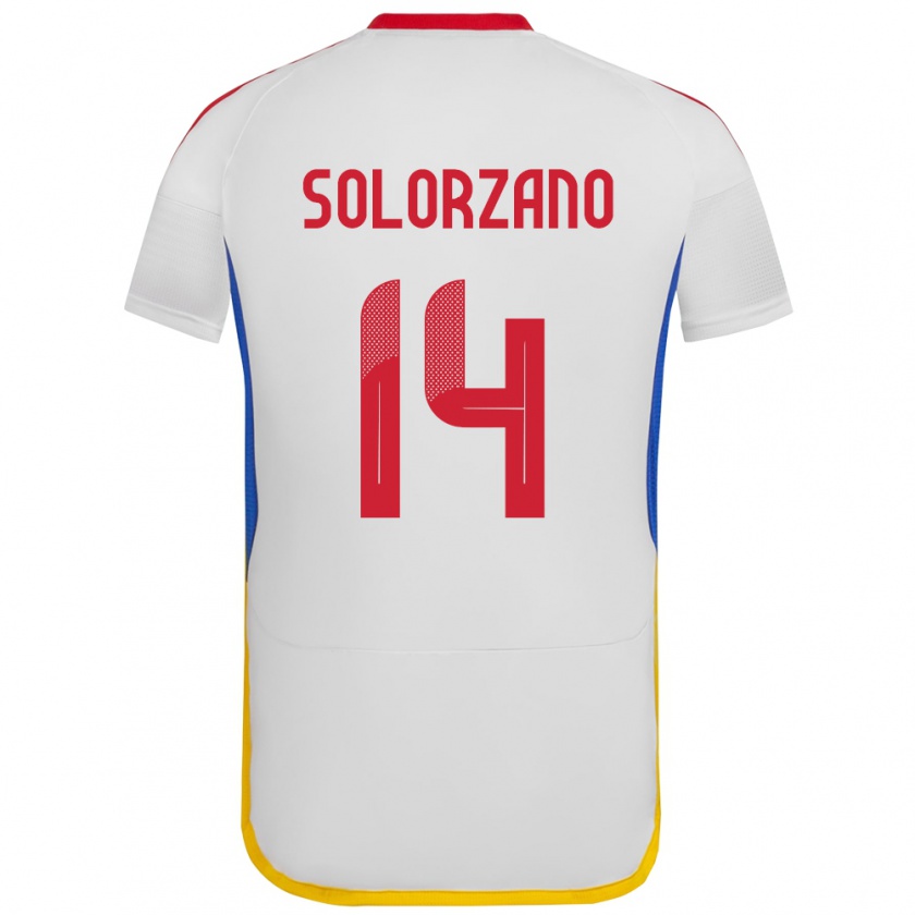 Kandiny Kinder Venezuela Fabiola Solórzano #14 Weiß Auswärtstrikot Trikot 24-26 T-Shirt