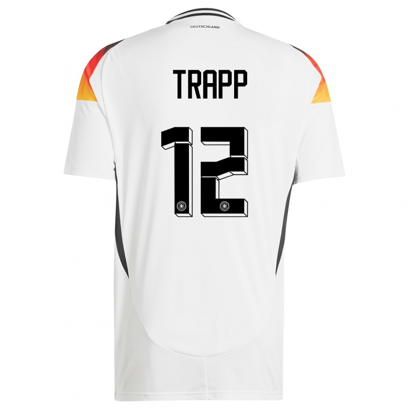 Kandiny Herren Deutschland Kevin Trapp #12 Weiß Heimtrikot Trikot 24-26 T-Shirt