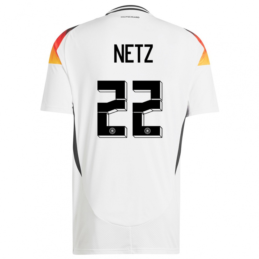 Kandiny Herren Deutschland Luca Netz #22 Weiß Heimtrikot Trikot 24-26 T-Shirt