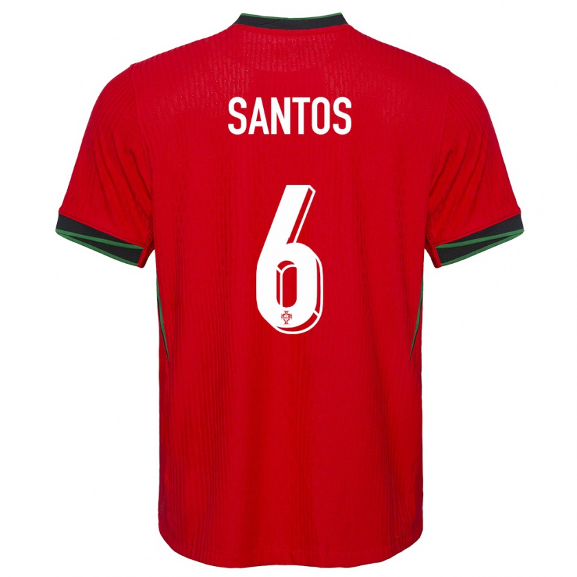 Kandiny Herren Portugal Vasco Santos #6 Rot Heimtrikot Trikot 24-26 T-Shirt