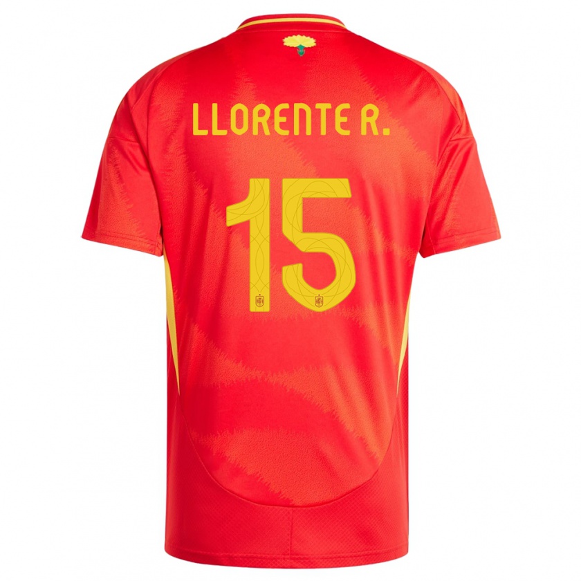 Kandiny Herren Spanien Diego Llorente #15 Rot Heimtrikot Trikot 24-26 T-Shirt