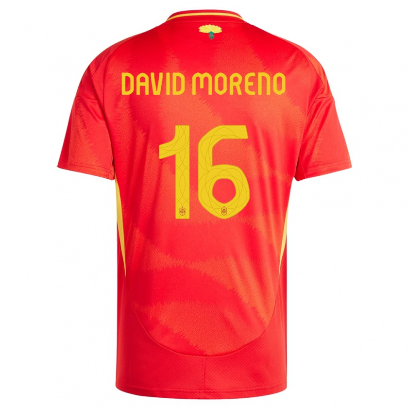 Kandiny Herren Spanien Antonio David Moreno #16 Rot Heimtrikot Trikot 24-26 T-Shirt