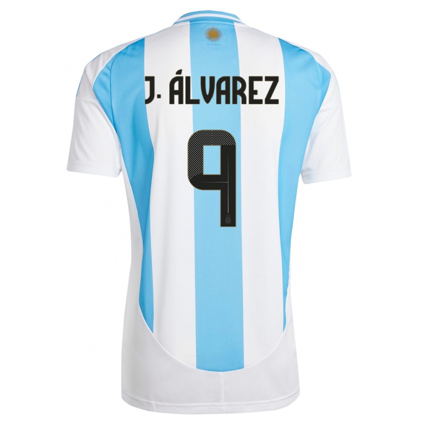 Kandiny Herren Argentinien Julian Alvarez #9 Weiß Blau Heimtrikot Trikot 24-26 T-Shirt