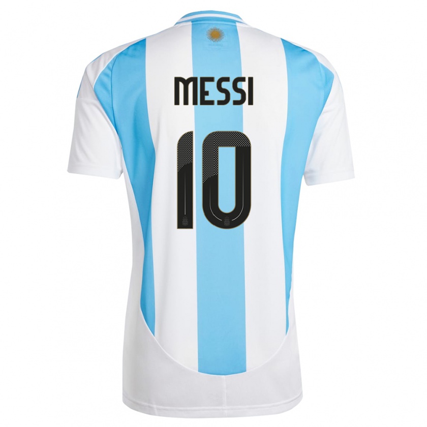 Kandiny Herren Argentinien Lionel Messi #10 Weiß Blau Heimtrikot Trikot 24-26 T-Shirt