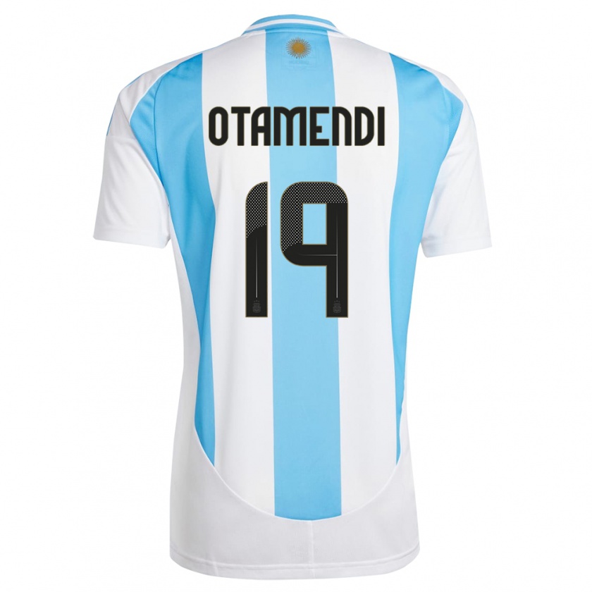 Kandiny Herren Argentinien Nicolas Otamendi #19 Weiß Blau Heimtrikot Trikot 24-26 T-Shirt