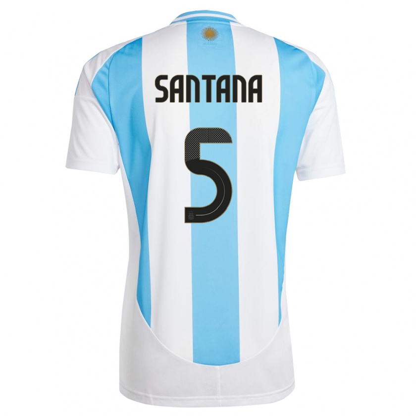 Kandiny Herren Argentinien Vanesa Santana #5 Weiß Blau Heimtrikot Trikot 24-26 T-Shirt